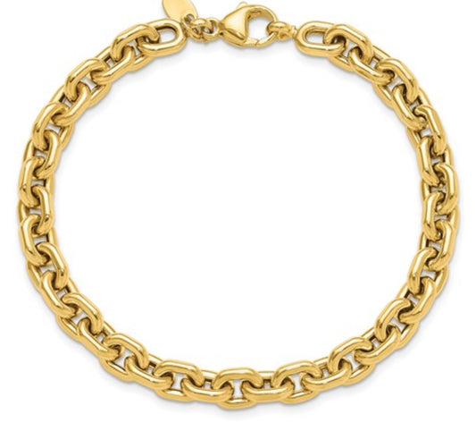 14k Yellow Gold Oval Link Bracelet