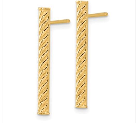 14k Yellow Gold Twisted Cable Earrings