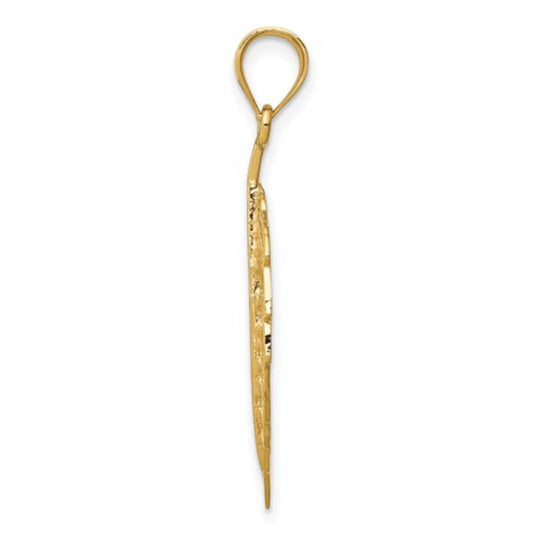 14k Yellow Gold Cut Out Leaf Pendant