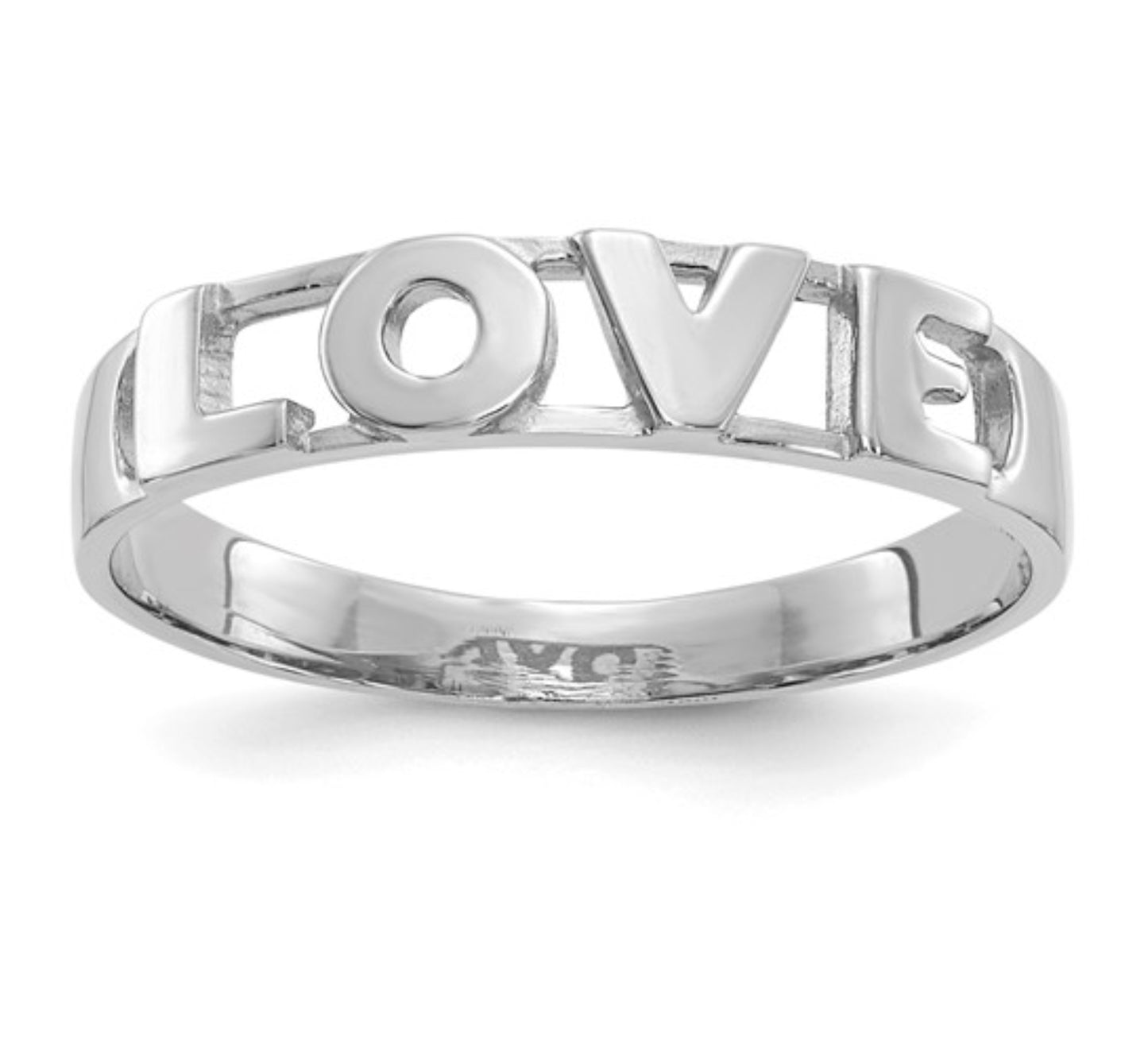 14k White Gold Love Ring