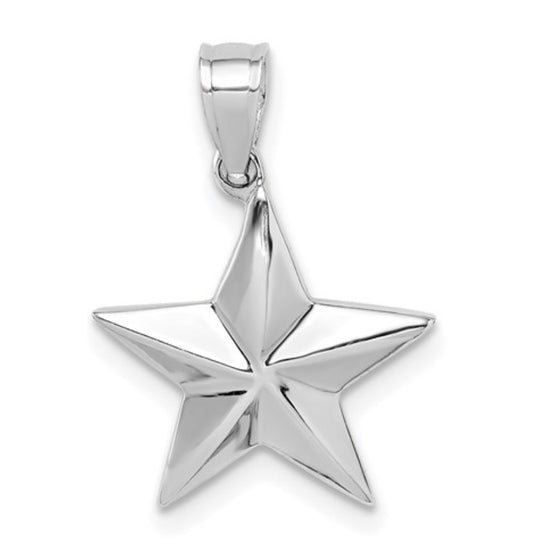 14K White Gold Star Pendant
