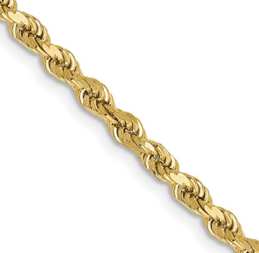 10k 2.75mm Yellow Gold Diamond-Cut Rope Chain