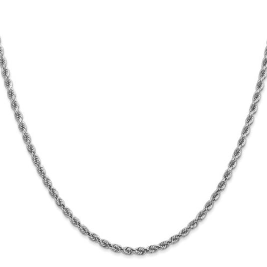 10k 2.75mm White Gold Diamond-Cut Rope Chain