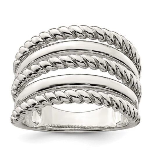 Sterling Silver 5 Row Cable Ring