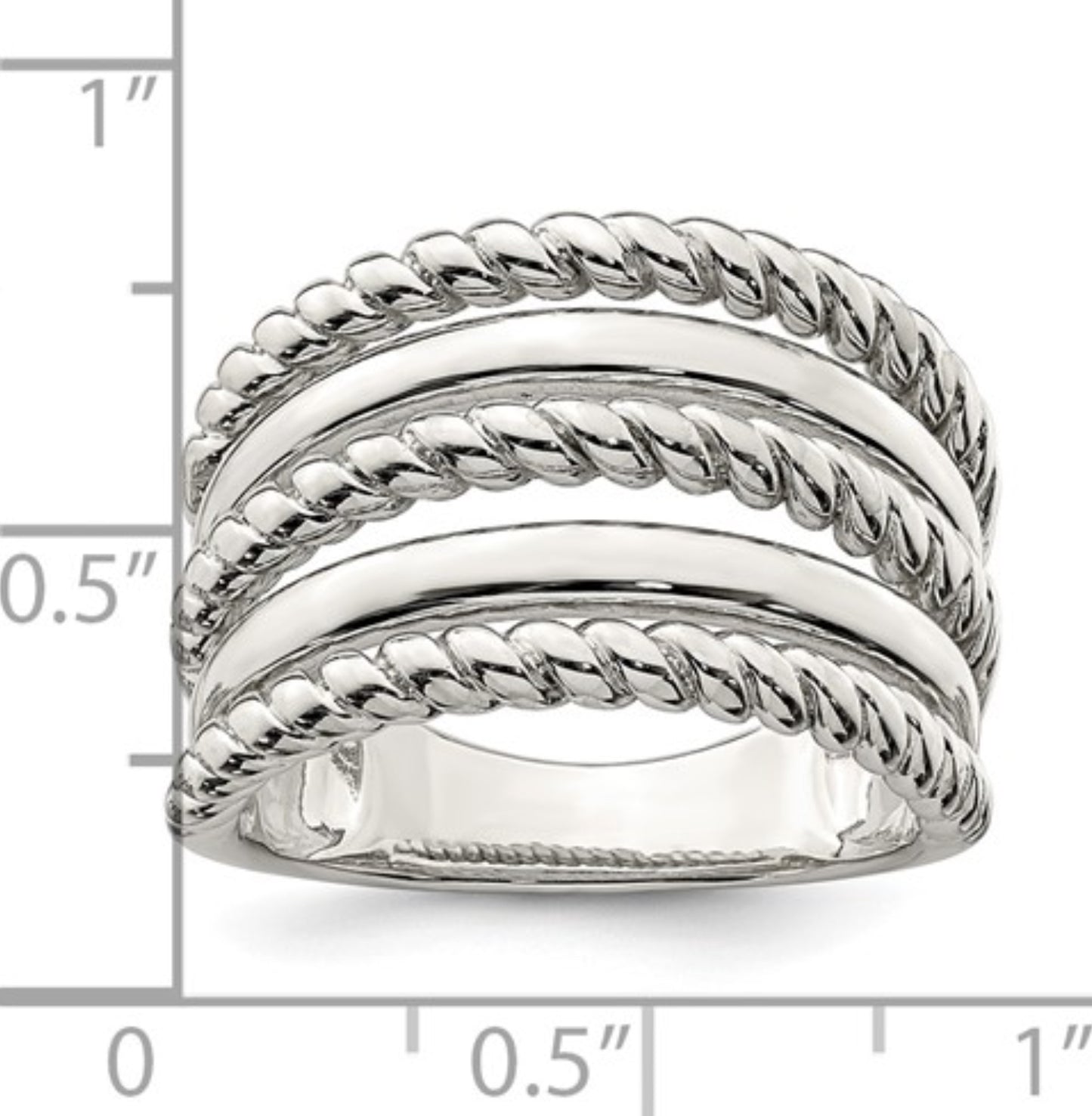 Sterling Silver 5 Row Cable Ring