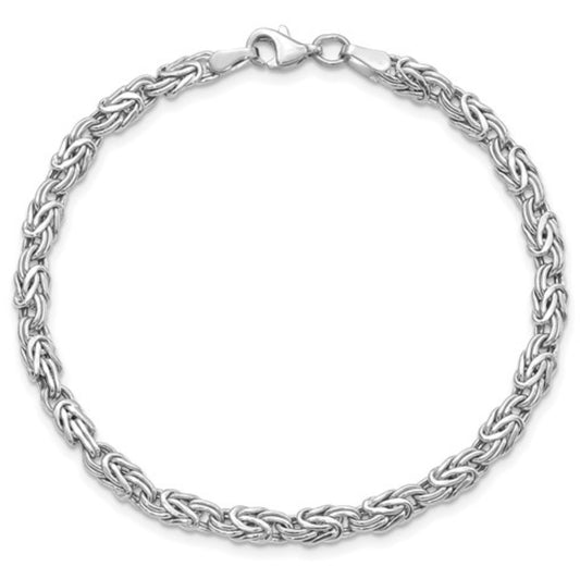 14k 5mm White Gold Byzantine Bracelet