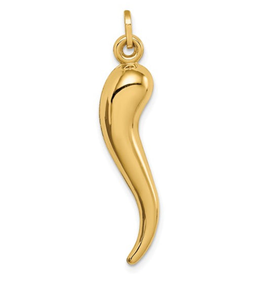 14k Yellow Gold Italian Horn Pendant