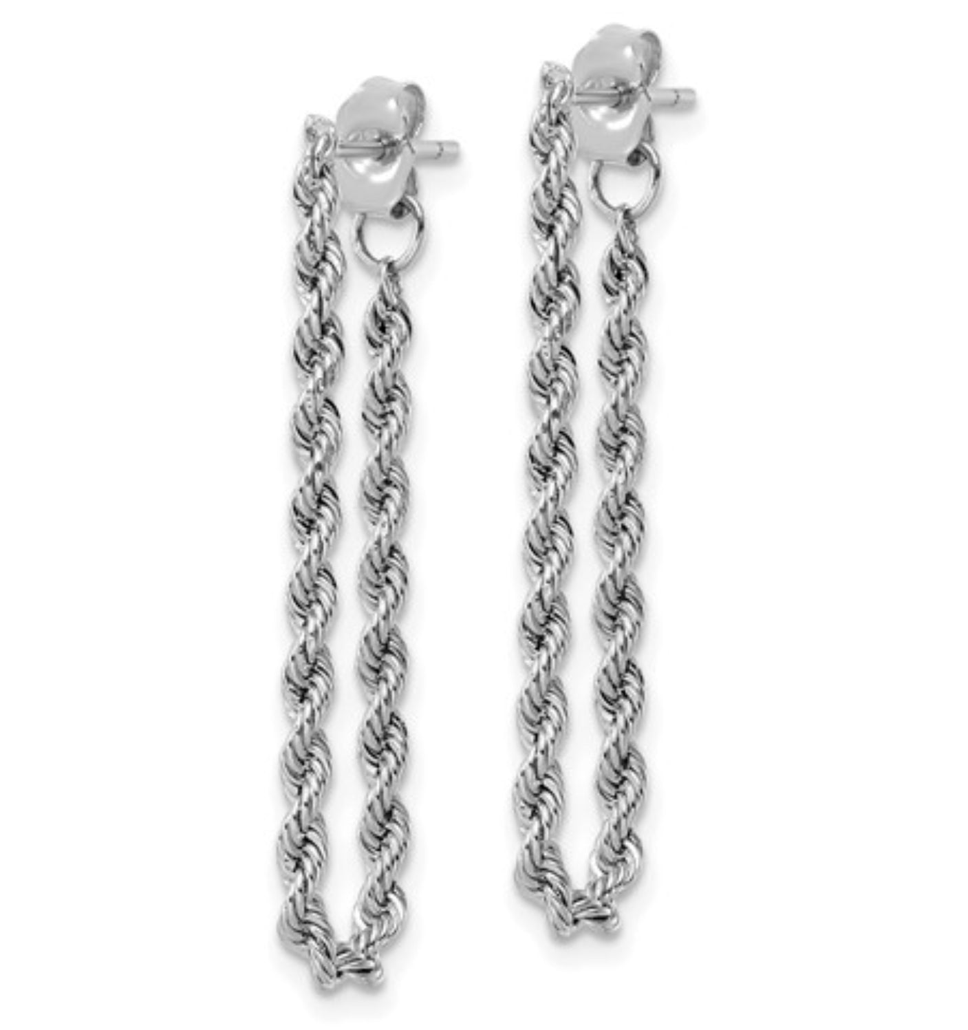 14k White Gold Rope Chain Earrings