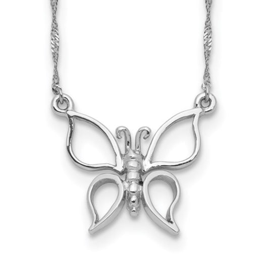 14k White Gold Butterfly Necklace