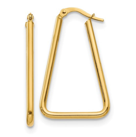 14k Yellow Gold Triangle Hoops