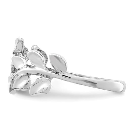 14k White Gold Leaf Ring