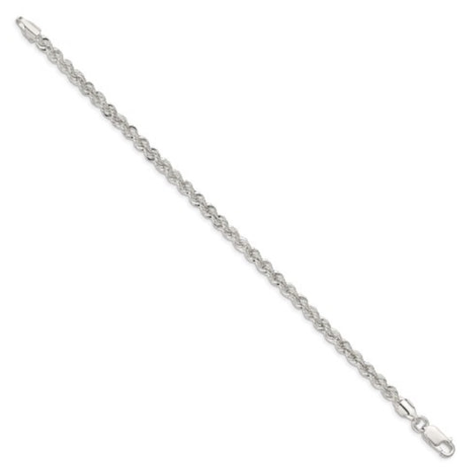 Sterling Silver  4.30mm Rope Chain Bracelet