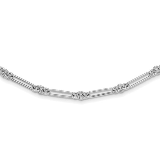 14K White Gold Paper Clip Necklace
