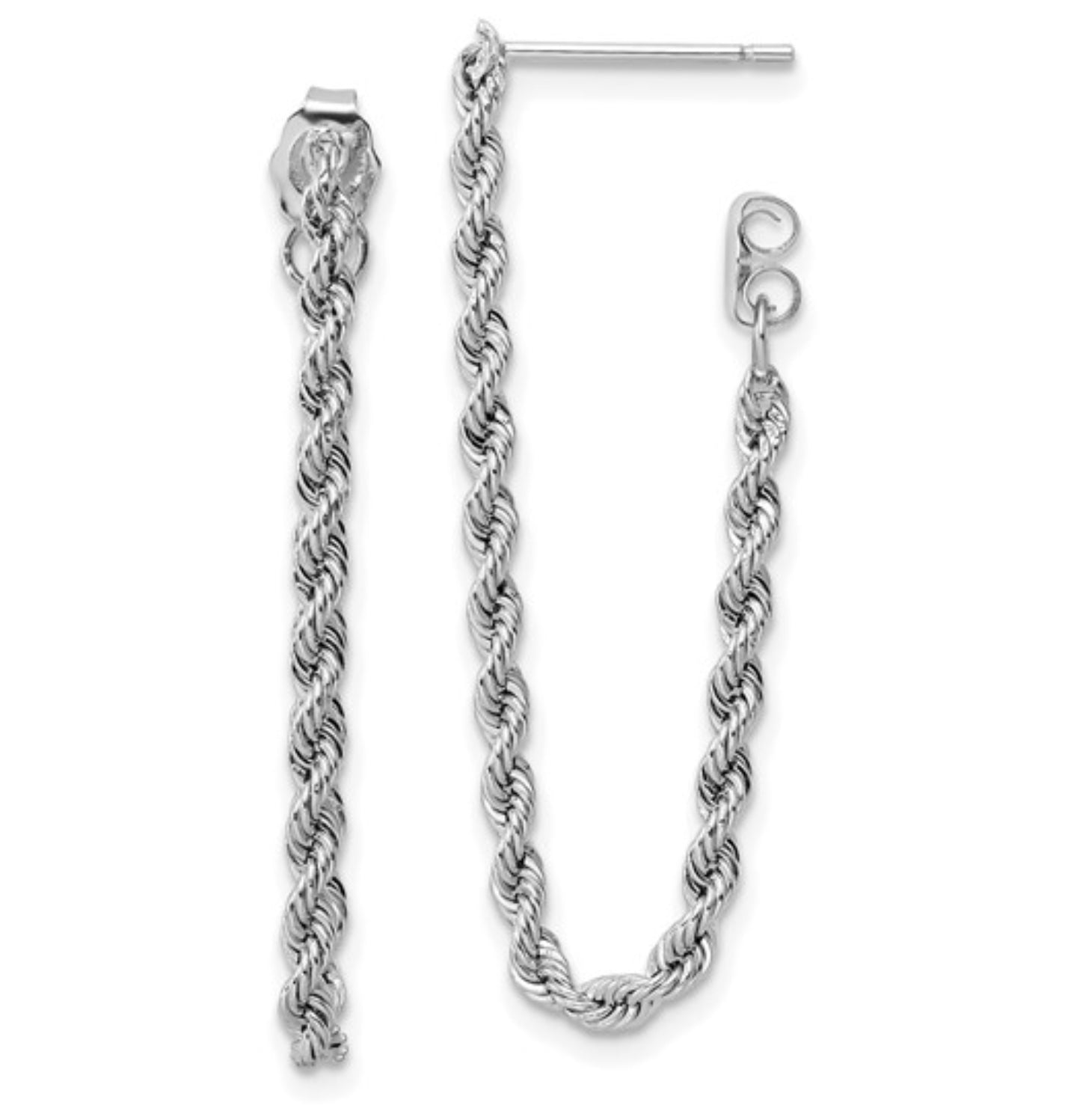 14k White Gold Rope Chain Earrings