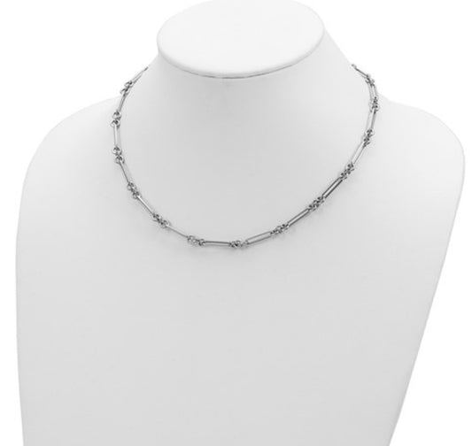 14K White Gold Paper Clip Necklace