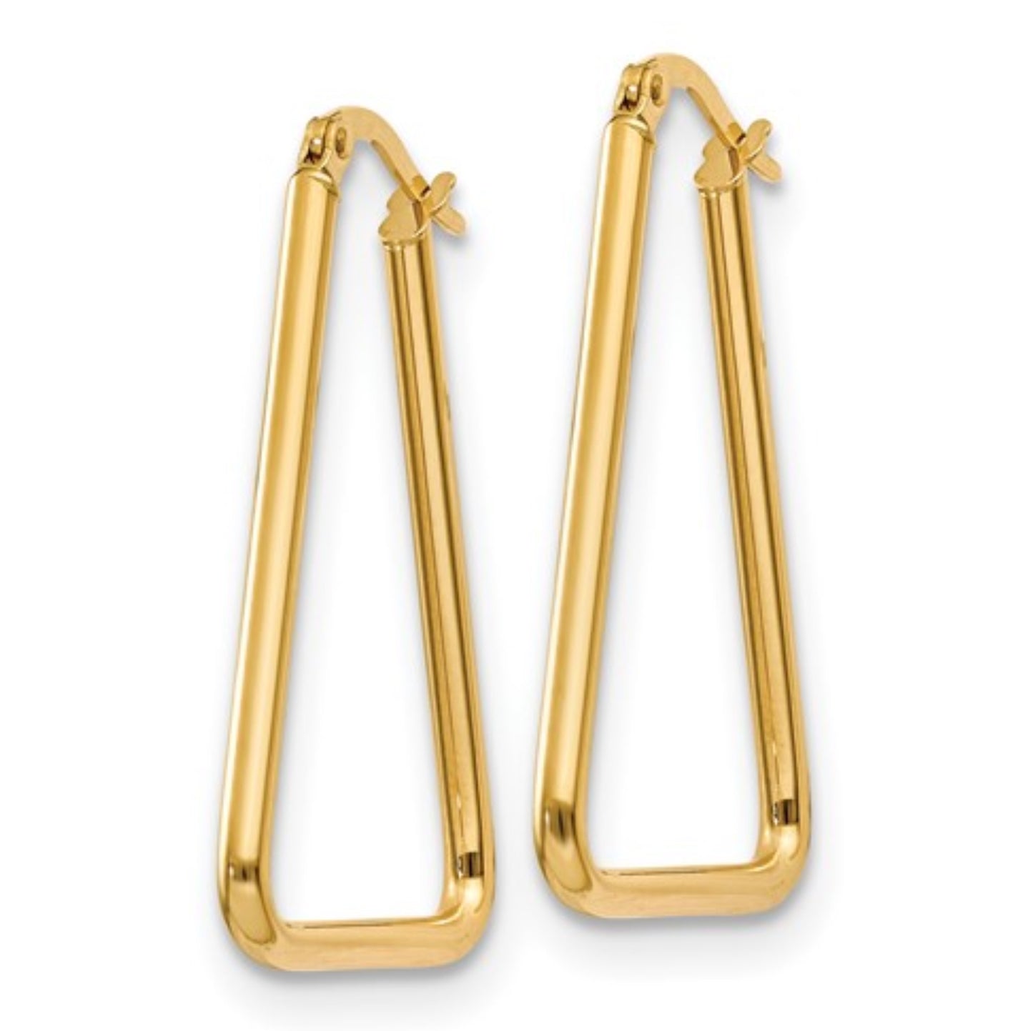 14k Yellow Gold Triangle Hoops