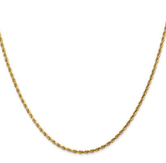 10K 2mm Yellow Gold Diamond-Cut Rope Chain