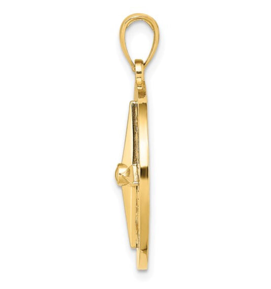 14k Yellow Gold Compass Pendant