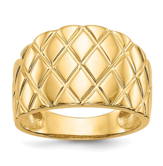14k Yellow Gold Quilted Ring