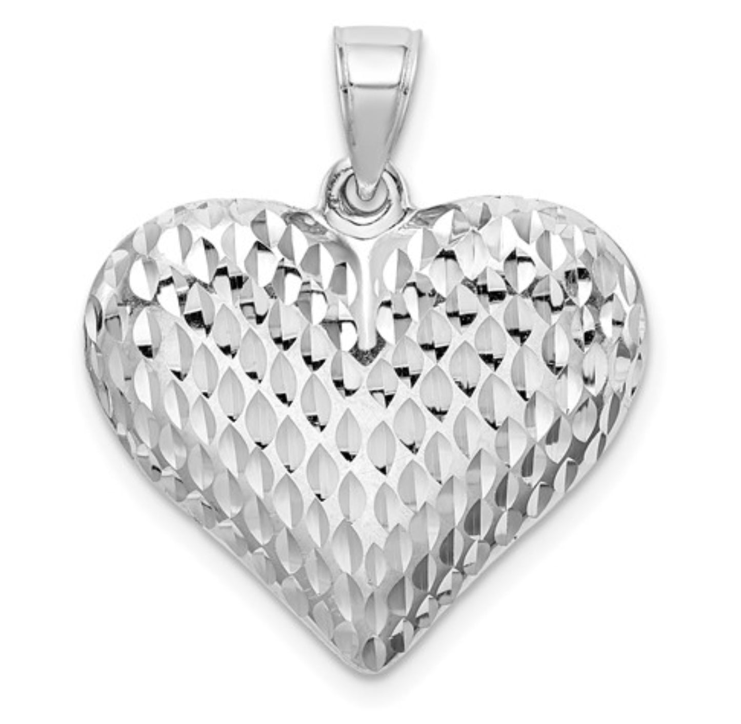 Sterling Silver Diamond-Cut Heart Pendant