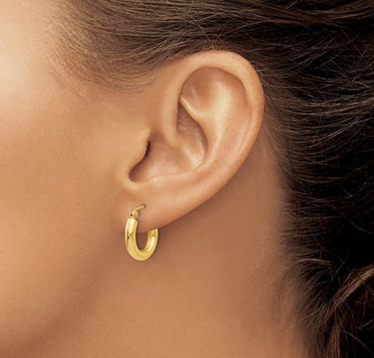 14k Yellow Gold Huggie Hoops