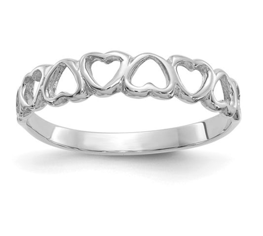 14k White Gold Heart Band Ring