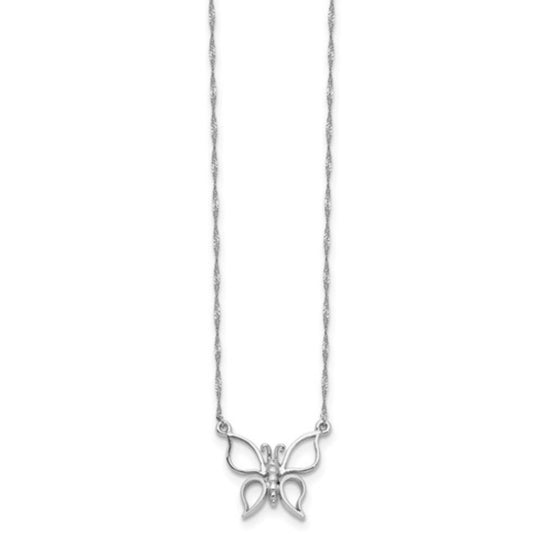 14k White Gold Butterfly Necklace
