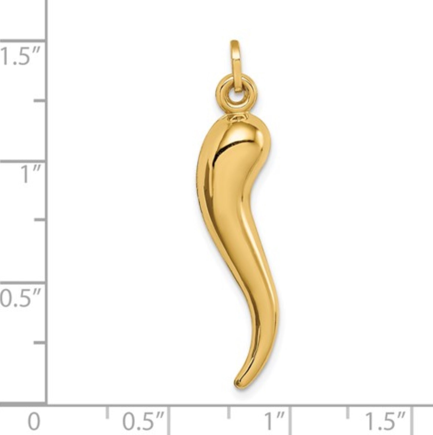 14k Yellow Gold Italian Horn Pendant