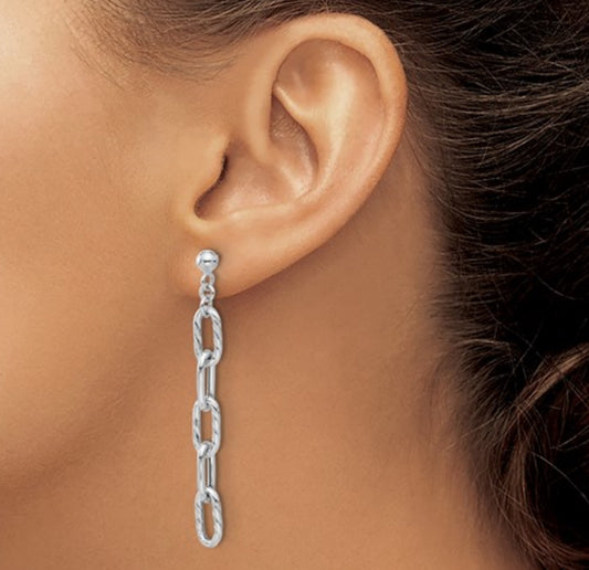 Sterling Silver Textured Paperclip Earrings