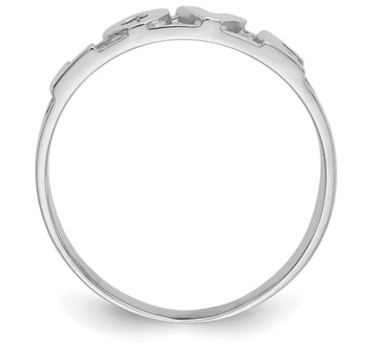 14k White Gold Love Ring