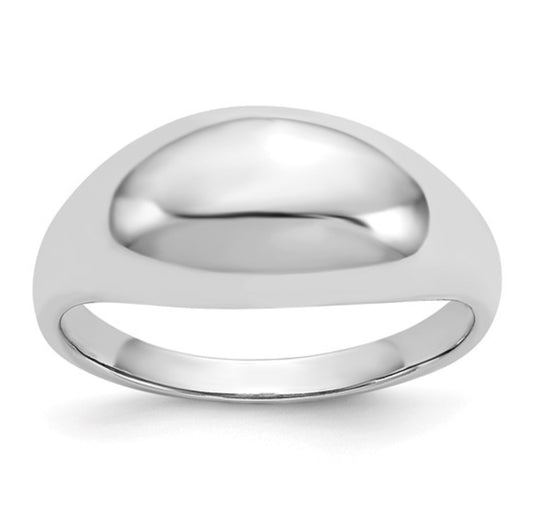 14k White Gold Dome Signet Ring