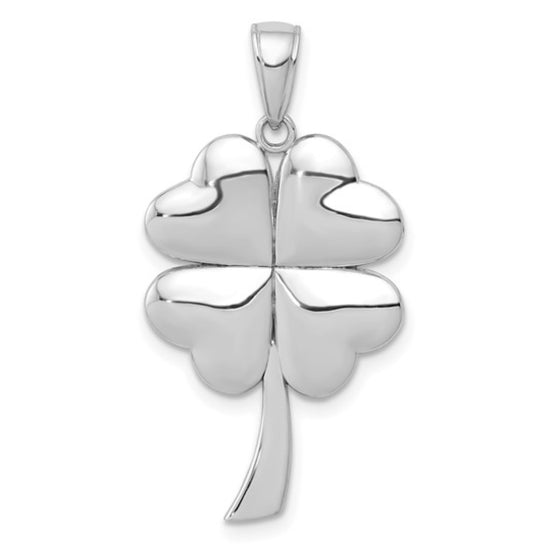 14k White Gold Clover Pendant
