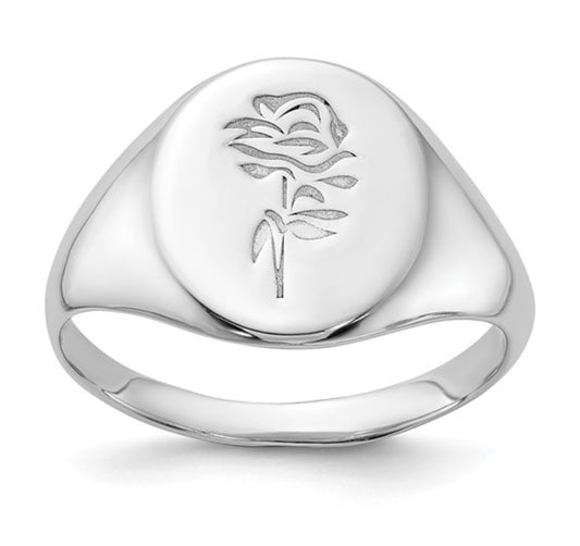 Sterling Silver Rose Signet Ring