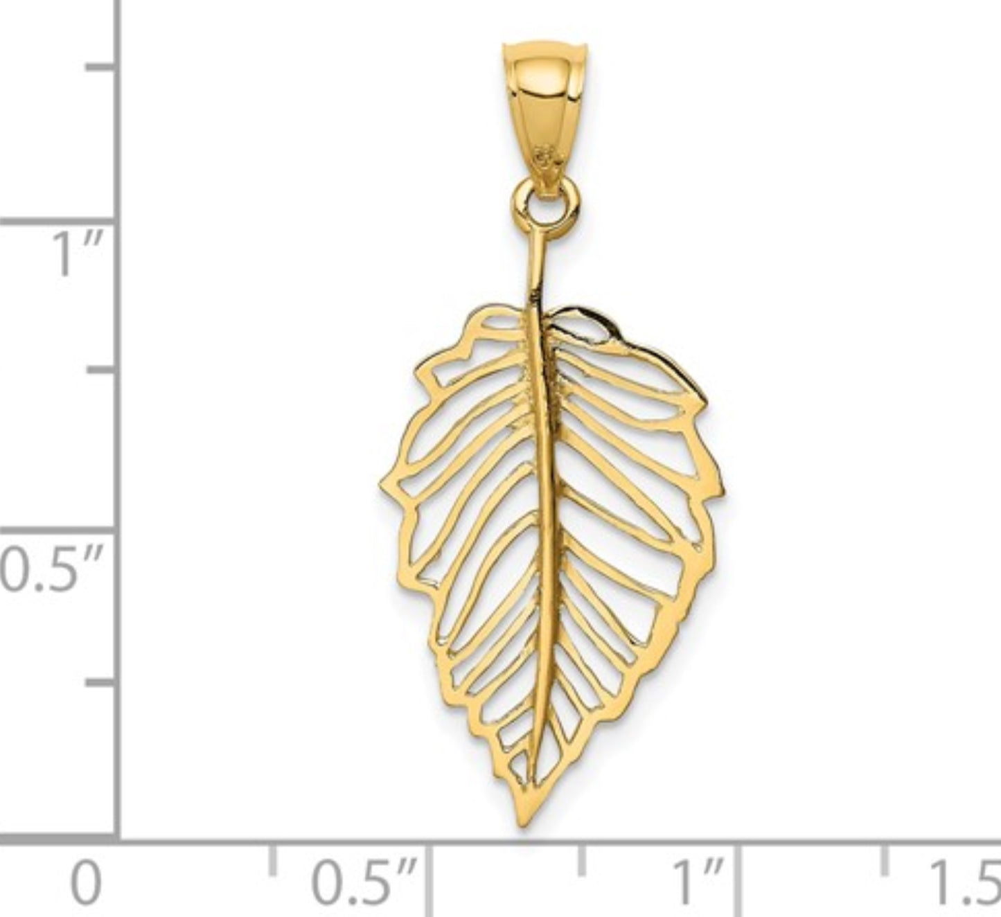 14k Yellow Gold Cut Out Leaf Pendant
