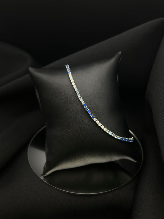 Sterling Silver with Lab Created Blue Spinel Tennis Bracelet