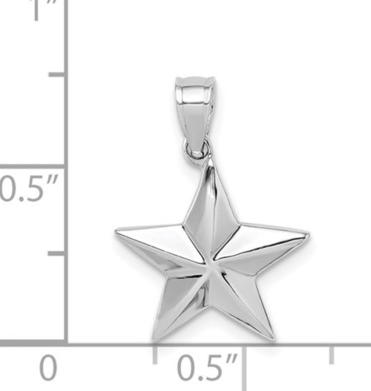 14K White Gold Star Pendant