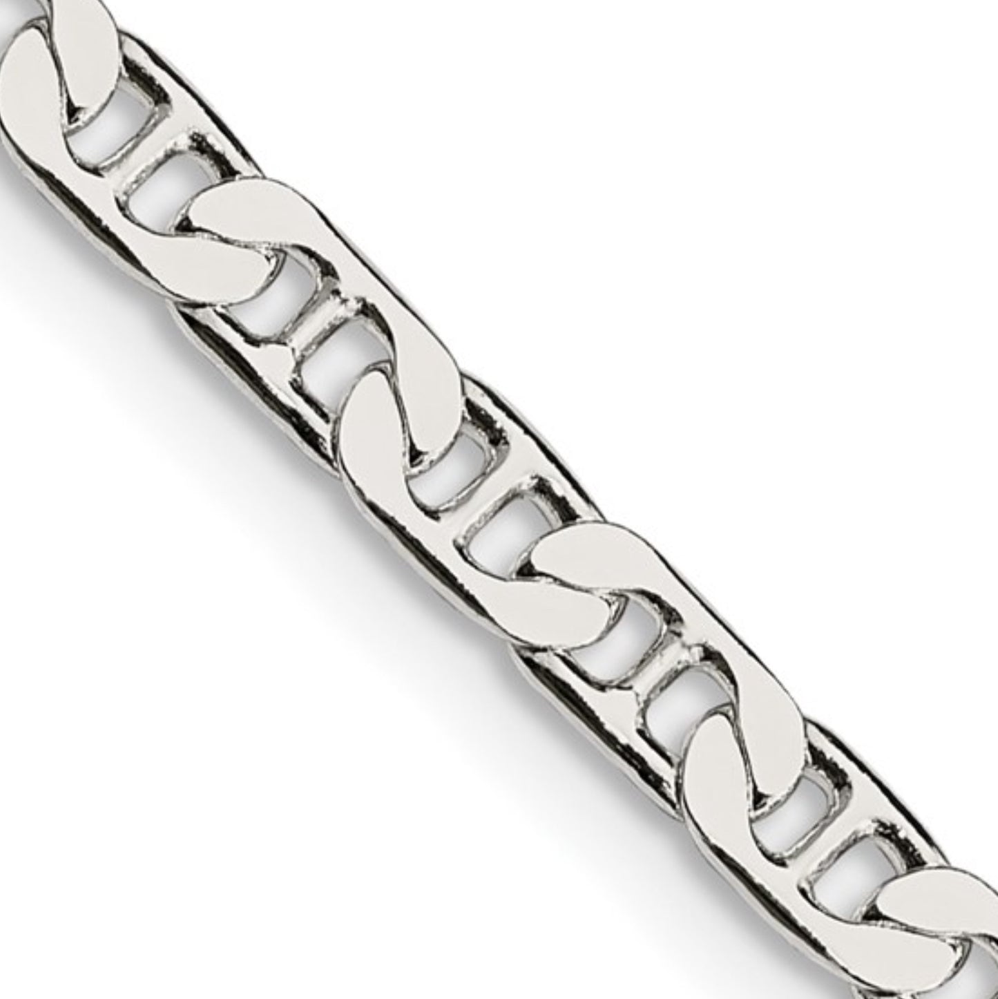 Sterling Silver 3.75mm Beveled Flat Anchor Chain